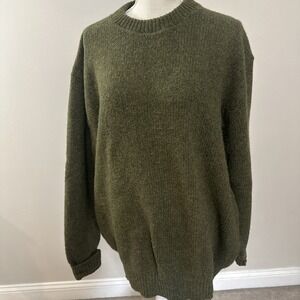 Vtg Men's L.L Bean Maine 85% Wool Olive Green Crewneck Sweater Sz 2XL Long